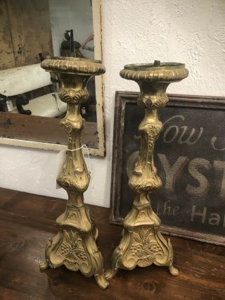 19th Century Country French Candle Sticks Cottage Chic