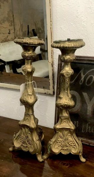 19th Century Country French Candle Sticks Cottage Chic 2