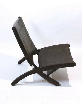 RARE VINTAGE 1970 ' MID CENTURY MODERN TOOLED LEATHER FOLDING LOUNGE CHAIR 5