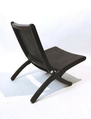 RARE VINTAGE 1970 ' MID CENTURY MODERN TOOLED LEATHER FOLDING LOUNGE CHAIR 6
