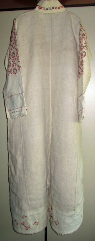 19C Handmade Bulgarian Women ' s Long Shirt with Handmade Traditional Embroidery 4