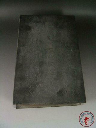 Large Old Chinese Spinach Nephrite Jade Inlaid Ancient Book Calligraphy Buddhism