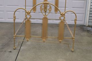 Antique Iron and Brass Bed Full Size Ornate Heart Designs Circa Early 1900 ' s 10