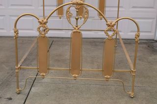 Antique Iron and Brass Bed Full Size Ornate Heart Designs Circa Early 1900 ' s 3
