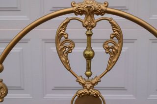 Antique Iron and Brass Bed Full Size Ornate Heart Designs Circa Early 1900 ' s 5