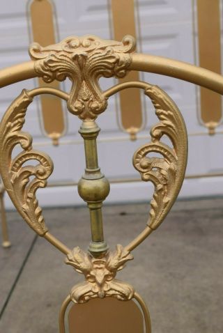 Antique Iron and Brass Bed Full Size Ornate Heart Designs Circa Early 1900 ' s 7