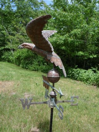 Antique Large Copper Eagle Weathervane Hand Crafted American Folk Art