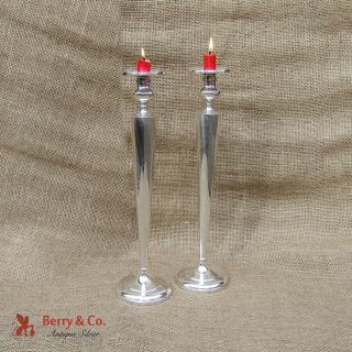 Vintage Tall Candlesticks Pair William R Elfers Co Sterling Silver 1930 Nyc