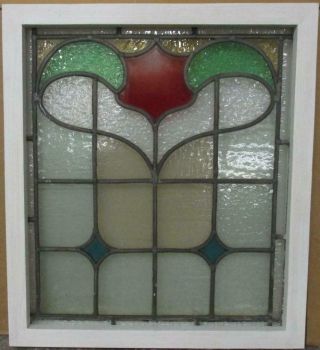 Old English Leaded Stained Glass Window Gorgeous Abstract Design 17.  25 " X 19.  5 "