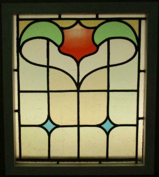 OLD ENGLISH LEADED STAINED GLASS WINDOW Gorgeous Abstract Design 17.  25 