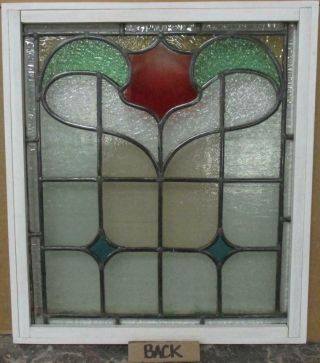 OLD ENGLISH LEADED STAINED GLASS WINDOW Gorgeous Abstract Design 17.  25 