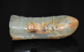 Good Chinese " Hong Shan " Culture Old Jade Carved " Cicadas " Or " Money " L 8.  8 Cm