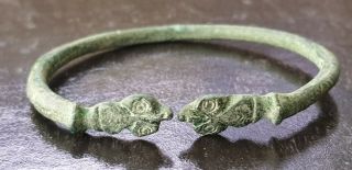 Roman Stunning Bronze Long Head Snake Bracelet 1st Century Ad Rare Type