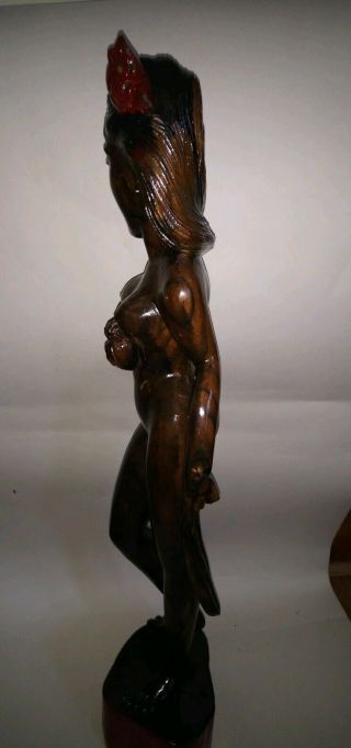 Wood carved figurine Polynesian wood caved figure of naked woman Nude carving 10