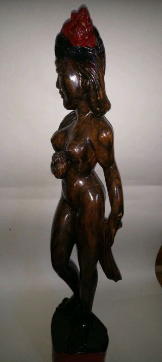 Wood carved figurine Polynesian wood caved figure of naked woman Nude carving 11