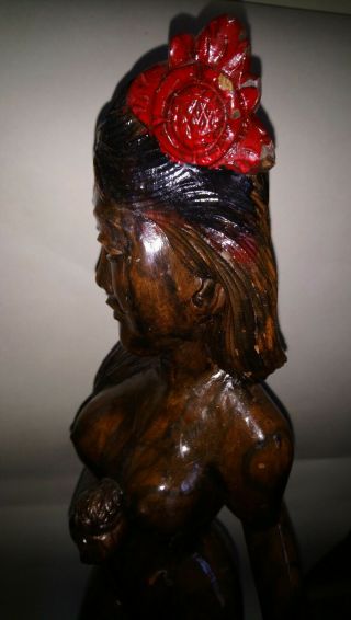 Wood carved figurine Polynesian wood caved figure of naked woman Nude carving 12