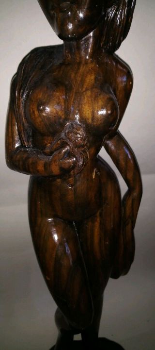 Wood carved figurine Polynesian wood caved figure of naked woman Nude carving 4