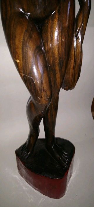 Wood carved figurine Polynesian wood caved figure of naked woman Nude carving 5