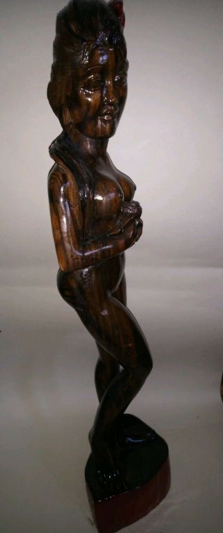 Wood carved figurine Polynesian wood caved figure of naked woman Nude carving 7