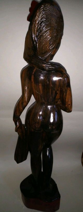 Wood carved figurine Polynesian wood caved figure of naked woman Nude carving 8