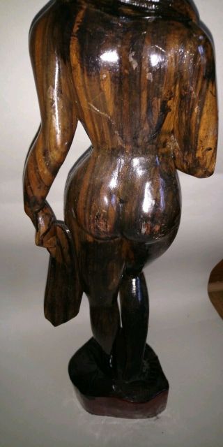 Wood carved figurine Polynesian wood caved figure of naked woman Nude carving 9