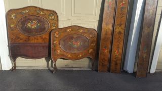 Made In Vienna Hand Painted Tole Twin Beds (2) Early 1900s