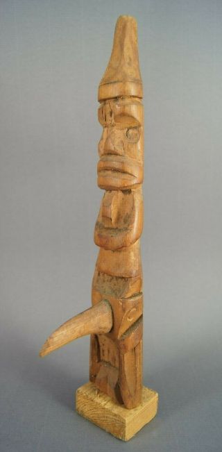 Good Antique Native American Indian Northwest Coast Carved Wood Totem Pole Excol