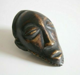 Bronze African Fetish Tribal Mask Face Figurative Sculpture Nigeria West Africa
