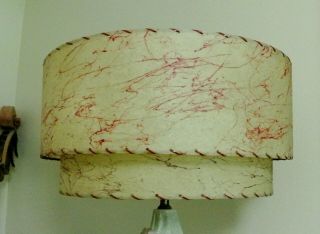 VTG Mid Century Modern Lamp w/ Two Tier Fiberglass Shade Table TV MCM AWESOME 9