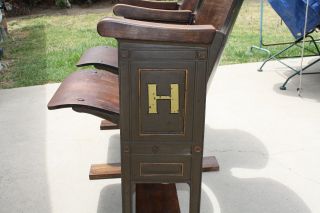 1930 ' s ANTIQUE VINTAGE WOODEN DOUBLE THEATER CHAIRS FOLDING 7
