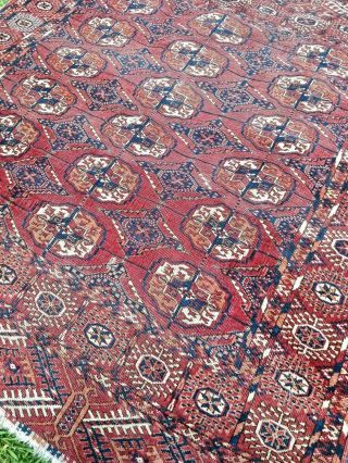 OLD WOOL PERSIAN ORIENTAL hand knotted RUG CARPET trad design Bukhara 115x125cm 7