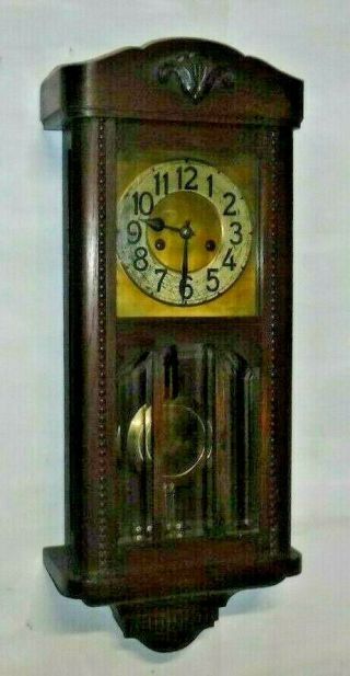 Antique Hamburg America Hac 8 Day Chime Regulator Wall Clock Germany