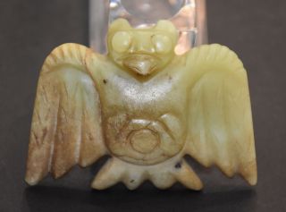 Rare Chinese " Hong Shan " Culture Old Jade Carved " Eagle " Owl " Gua Jian " L 7.  2 Cm