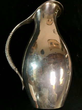 Mid - Century Mexican Sterling Silver Water Pitcher,  Hall Marked " Ma "