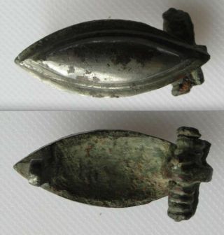 Roman Bronze Eye Plate Brooch Without Pin - Tinning Remaining - Scarce