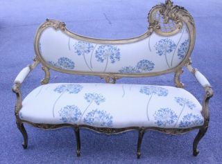 Spectacular 19th C.  French Louis Xv Style Gilded Loveseat Sofa,  Upholstery