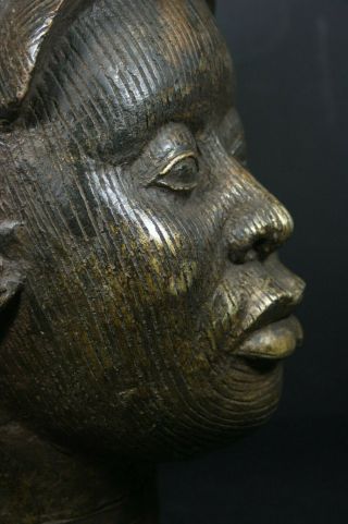 Life size IFE bronze African ONI Queen head - Nigeria Benin,  TRIBAL ART 9