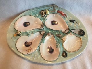 Antique Union Porcelain Upw Clam Shell Shape Oyster Plate 1