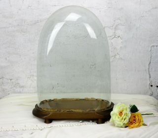 Victorian Antique Oval Hand Blown Glass Dome Globe Mantle Clock Steampunk 14.  17 "