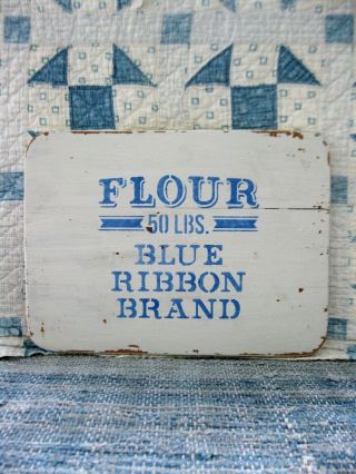 Old Wood Cutting Board White And Blue Milk Paint Blue Ribbon Flour
