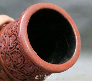Old China Dynasty Qing Lacquerware Dragon Phoenix Flower Auspicious Bottle Vase 7