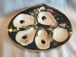 Antique Union Porcelain Upw Clam Shell Shape Oyster Plate 3