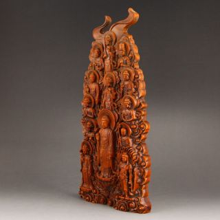 Vintage Chinese Boxwood Wood Statue - Siddhartha Buddha & Twelve Buddha 2