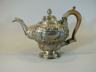 Antique George III English Sterling Silver Georgian Teapot ca.  1810 London Marks 6