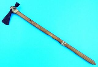Rare Antique American Indian Smoking Pipe Pole - Ax Tomahawk Dagger Sword Knife