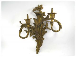 Antique 19th Century French Rococo Gilt Bronze Ormolu Two Sconce Wall Light