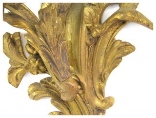 Antique 19th century French Rococo gilt bronze ormolu two sconce wall light 5