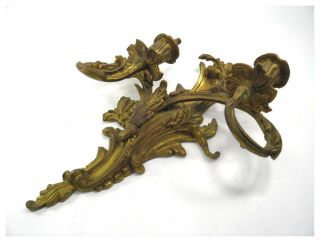 Antique 19th century French Rococo gilt bronze ormolu two sconce wall light 6