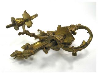 Antique 19th century French Rococo gilt bronze ormolu two sconce wall light 8