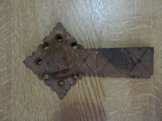 Antique Old Cast Iron Gothic Door Knocker / Keyhole Cover / Brass Handle 7